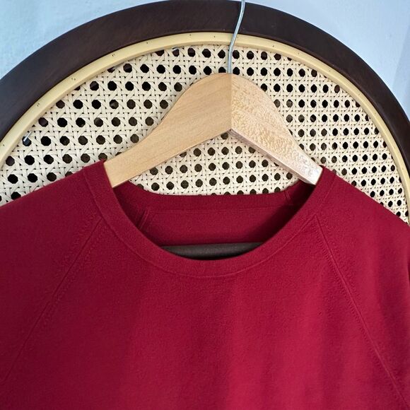 Max Mara Red Knitted Drop Waist Long Sleeves Dress Sz L Basic Luxury - Picture 6 of 9